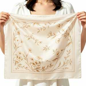 Womens Soft Lightweight Silk <b>Square</b> <b>Scarf</b>, Breathable Floral Neck Bandana, Multi Use Hair & Bag Handle Accessory - Product Image 1