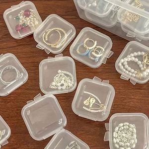 10 pièces moderne Mini boîte de rangement en plastique transparent conteneurs avec couvercles Logo personnalisé OPP sac multifonction bijoux organisateur - Product Image 5