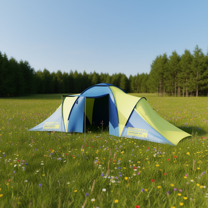 เต็นท์แคมป์ปิ้ง 6 คน สีน้ำเงินและสีเหลือง ผ้าอ๊อกซ์ฟอร์ดสองชั้น สำหรับสามฤดู หนึ่งห้องนอน - Product Image 2