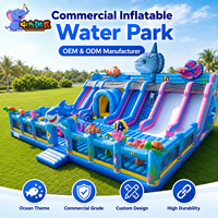 Château Gonflable Commercial Thème Océan 100m²+ avec Toboggan Requin Dauphin pour Événements de Parc Aquatique et d'Attractions