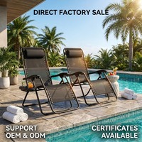 Chaises pliantes zéro gravité avec porte-gobelets et coussin réglable, chaise longue pour jardin extérieur et intérieur