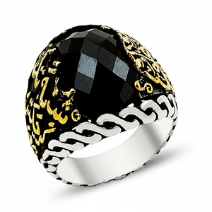 925K Sterling Silver Onyx Islamic Design Men <b>Ring</b> - Product Image 2