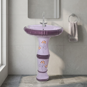 Ensemble de lavabo carré en céramique marron victorien sur piétement complet pour salle de bain, hôtel, villa et projets - Product Image 5