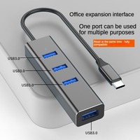 Hub USB-C 4 en 1, divisor tipo C, adaptador USB 3.0 de 5 Gbps, extensor USB 3.0 de aluminio para computadora portátil, PC, teléfono, tableta