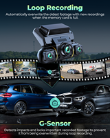 Cámara para Auto de 4 Canales, Delantera y Trasera, Interior, 1080p FHD, Vista de 360 Grados, Monitor de Estacionamiento Izquierdo y Derecho, 128GB