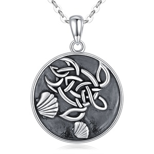 Isunni joyería S925 <span class=keywords><strong>de</strong></span> plata esterlina Vintage oxidado relieve <span class=keywords><strong>Mar</strong></span> Céltico diseño <span class=keywords><strong>de</strong></span> tortuga damas COLLAR COLGANTE - Product Image 1
