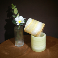 Ensemble de pots à bougies RF en onyx rose, jaune, blanc et noir, fait main, en pierre naturelle, récipient de luxe pour bougies de soja, décoration d'intérieur