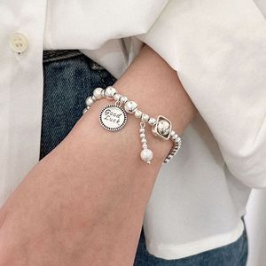 Bracelet élastique en argent Sterling S925 pour femmes, style coréen, porte-bonheur, à porter au quotidien - Product Image 1
