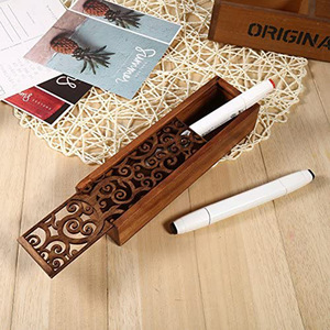 Wooden Hollowed Out <b>Pen</b> <b>Box</b> With Pull Out Lid Jewelry Packaging Gift <b>Box</b> For Bracelet Necklace Hairpin Solid Wood Case - Product Image 1