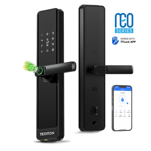 Ensemble de serrures de porte avant intelligentes Tediton NEO Serrure de porte numérique intelligente à empreinte digitale en alliage d'aluminium avec double déverrouillage - Product Image 1