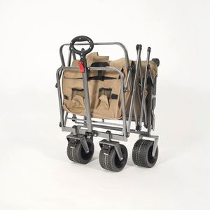 QM Stainless Steel OEM Portable All Terrain <b>Camping</b> Shopping Platform <b>Cart</b> Folding Utility Hand-Pulled Four-Wheel Tools - Product Image 1