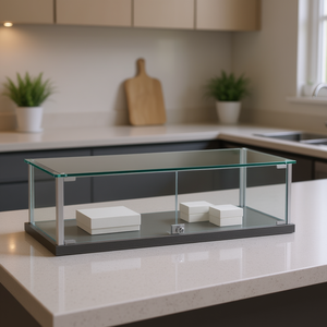 Aluminium <b>Framed</b> Countertop Showcase 160x80x30 Cm Light <b>Grey</b> Tempered Glass Hinged Lockable Doors - Product Image 3