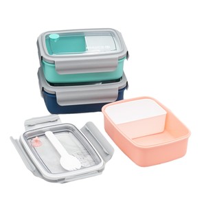Msure <b>Lunch</b> <b>Box</b> Rectangle Plastic With Compartment And Snap Lid For Student Use - Product Image 5