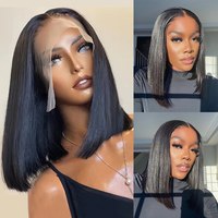 Perruque Cheveux Lisses Naturels Vietnamiens 13*4 Lace HD Sans Colle Double Drawn Cheveux Humains Vierges pour Femmes Noires