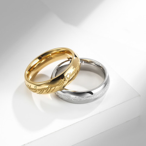 Anillo Mágico de El Señor de los Anillos que Brilla en la Oscuridad, Anillo de Acero Dorado, Joyería de Moda Unisex, Regalo - Product Image 1
