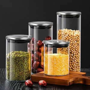 Vente en gros de bocaux hermétiques en verre bocaux de stockage de <span class=keywords><strong>cuisine</strong></span> de qualité alimentaire bocaux en verre avec couvercle en acier inoxydable - Product Image 1