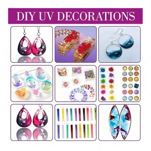 ชุดทำเครื่องประดับเรซิ่น DIY เรซิ่น UV ใสแข็ง พร้อมหลอดไฟ LED แม่พิมพ์ซิลิโคน กลิตเตอร์ ดอกไม้ จี้ ต่างหู รุ่น MODEL - Product Image 2
