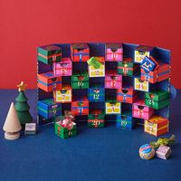 Boîte de calendrier de l'avent de Noël personnalisée, boîte-cadeau en papier de luxe à double porte avec tiroirs pour chocolats et desserts