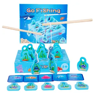 educational toy Fish Catching Counting Games Puzzle Funny Catching Fish Toy Colorful Wooden Fishing Toy