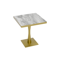 Table de salle à manger moderne en acier inoxydable, couleurs personnalisables, design robuste pour restaurant et salon