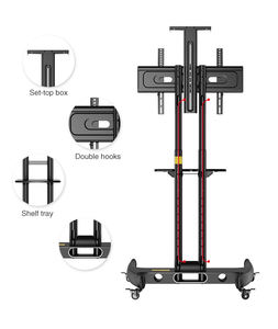 Carro de <span class=keywords><strong>TV</strong></span> móvil universal VESA 600x400mm 32-75 pulgadas soporte de exhibición con estantes superiores/medios <span class=keywords><strong>para</strong></span> equipos AV 45,5 kg capacidad de carga - Product Image 5