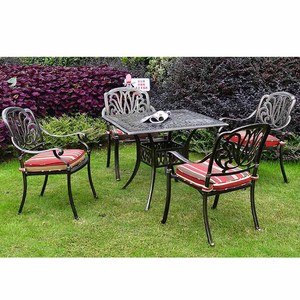 Set da Pranzo Elisabeth in Alluminio Bianco per Esterni, Mobili da Giardino, Tavolo e Sedie per Cortile e Hotel, Metallo Resistente - Product Image 3