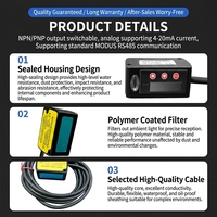 Sensor de Distancia Láser de Alta Precisión NPN/PNP Jingjiang JH-C1200, Alimentación de 10-30V para Inspección de Planitud de Superficies