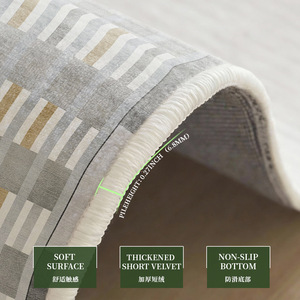 Alfombra Rectangular Lavable a Máquina para Hogar, Estudio o Escalera, con Patrón Lineal en Gris, Blanco y Dorado - Product Image 3