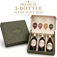 Boîtes d'expédition personnalisées de luxe recyclables pour vin, emballage ondulé pour 3 bouteilles, options de pelliculage brillant ou mat, gaufrage