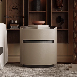 Mesitas de Noche Modernas para Dormitorio, Muebles de Lujo para Hotel, con Almacenamiento en Cuero, 2 Cajones, Mesa Auxiliar para Cama - Product Image 5