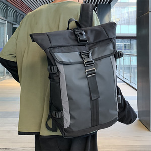 Custom Trendy Waterproof <b>Roll</b> <b>Top</b> <b>Backpack</b> Sports Travel Gym Bag <b>Laptop</b> Compartment Bags Men <b>Backpack</b> - Product Image 2