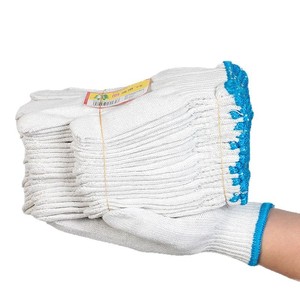 Guantes de hilo de algodón para lámparas, 400g, antideslizantes, resistentes al desgaste, para trabajos de construcción, engrosados, blancos, con textura completa, 10 agujas - Product Image 1