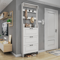 Meuble à chaussures blanc ultra-fin de style français avec porte-chapeaux, armoire de rangement à chaussures rabattable autoportante pour la maison