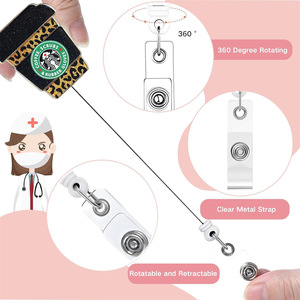 Cross-border acrylic coffee cup telescopic <b>buckle</b> with glitter, telescopic leopard print, gold employee name tag/ID card <b>buckle</b> - Product Image 2