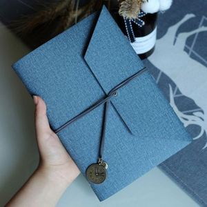 New <b>A5</b> Folded Linen Fabric Custom Detachable Diy <b>Notepad</b> Loose Leaf Ring Binder Pu Leather Notebook With Rope Straps - Product Image 6