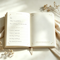 Carnet de gratitude A5 en lin à couverture rigide avec impression dorée – Journal de bénédiction, cadeau pour femme