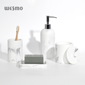 <span class=keywords><strong>Set</strong></span> da <span class=keywords><strong>Bagno</strong></span> di Lusso 8 Pezzi in Resina Design a Schizzi d'Inchiostro Bianco e Nero <span class=keywords><strong>Accessori</strong></span> da <span class=keywords><strong>Bagno</strong></span> con Dispenser Sapone per le Mani - Product Image 3