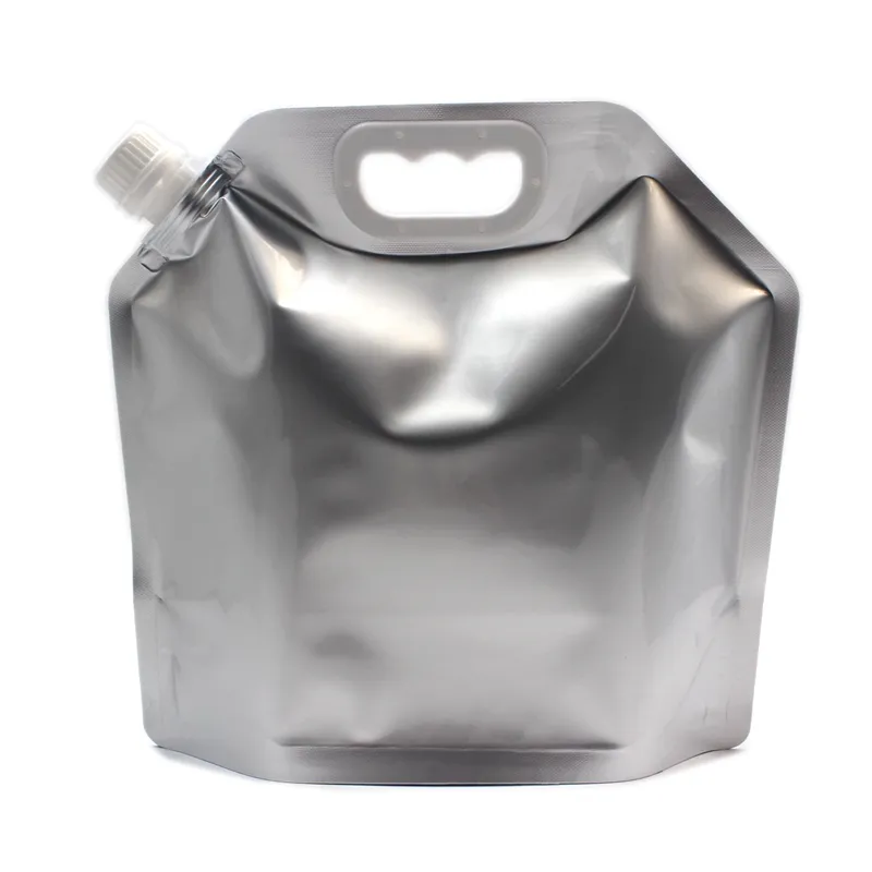 1 litro 2.5l 5l 10l recarga prata mylar stand up folha de alumínio bebida bolsa saco com bico para suco vinho comida líquida