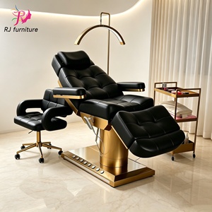 RJ Luxury Black Gold Beauty Salon Equipment 3 Motor Electric Massage Cosmetic Extension Spa <b>Adjustable</b> Eyelash Facial Beauty Bed - Product Image 1