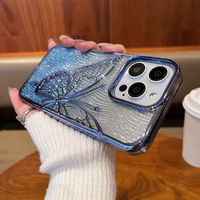 Coque de téléphone antichoc en TPU transparent haute sensibilité style Ins pour 16promax, motif papillon scintillant à effet vague d'eau