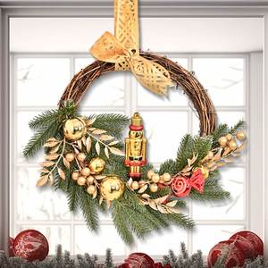 Custom Modern Handmade Plastic <b>Wreath</b> With Christmas Baubles and Withered Branches Door Hanging Indoor Decoration - Product Image 4