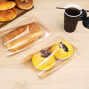 Bolsas de Papel Kraft Desechables Ecológicas de 5.24x6.35x25.40cm con Ventanas Laterales Resistentes a la Humedad <span class=keywords><strong>para</strong></span> Aperitivos, Galletas, Palomitas de Maíz, Papas Fritas - Product Image 5