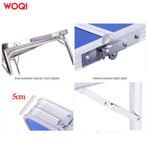 Conjunto de mesa y sillas plegables para exteriores Woqi 120x60x70, muebles de jardín de acero, azul real, 4 plazas, diseño minimalista - Product Image 3