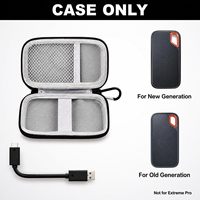 Étui de voyage rigide en EVA pour disque dur, organisateur de rangement antichoc avec poche en filet pour câbles et clé USB, coque noire