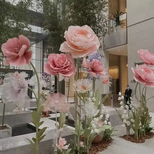 2024新しい結婚式のサプライヤー造花大型紙巨大な花と植物の結婚式のイベントパーティーのための装飾花