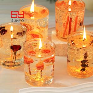 Bougeoirs personnalisés en verre parfumé à la cire de gelée de fleurs séchées Vente en gros Fournisseurs directs Bougeoirs décoratifs - Product Image 3