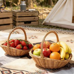 <b>Wicker</b> Luxury Oval <b>Basket</b> with Vintage Style for Mother's Day Gifts Christmas <b>Hamper</b> Storage Gift Packing with Elegant Handle - Product Image 3