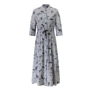 Abbigliamento di Marca all'Ingrosso Abito Chemisier Midi da Donna Personalizzato Primavera Estate 2024 in Rayon con Manica Corta, Bottoni, Stampa Integrale e Cintura - Product Image 1