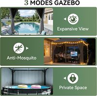 Gazebo extérieur en métal 10x12 pieds, structure galvanisée, tente de fête extérieure avec double toit |   Moustiquaire et écran d'intimité