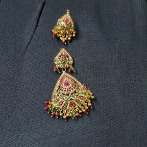 Ethnic Antique Copper Plated <b>Pearl</b> Earrings Heart Shape Women Wedding Jewelry <b>Set</b> Copper Material Claw Setting Style Necklace - Product Image 1